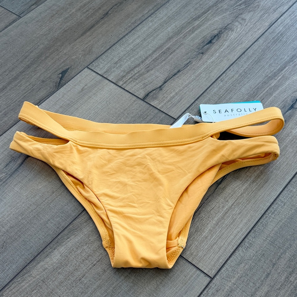 Seafolly Yellow Solid Active Split Band Hipster Bikini Bottoms